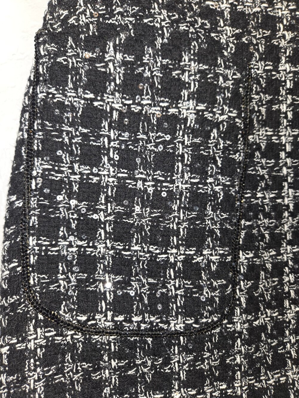 Le AL.X Sequin Wool Blend Plaid Tweed High Rise Pencil Mini Skirt Size 0 - Picture 3 of 5